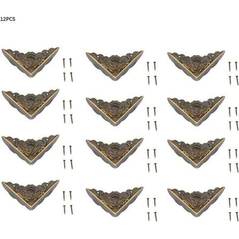 12 pièces bronze coin protecteur Vintage meubles décoratifs coin pour boîtier en bois bijoux coffre boîte de rangement pieds jambes coin protecteur