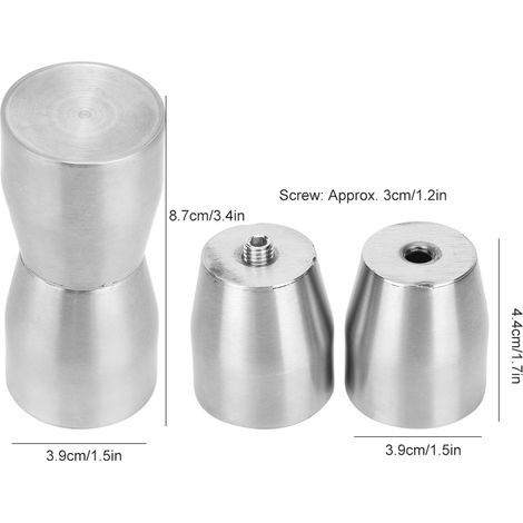 Lot de 4 poignées de porte en verre, boutons de tirage en acier inoxydable, remplacement pour salle de bain ou bureau. (1/5)