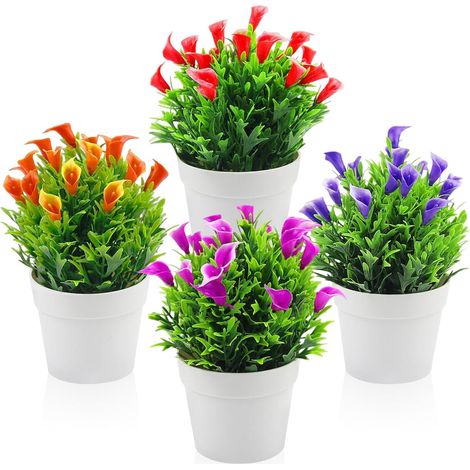 4 Pcs Fleurs Artificielles Petite Fausse Fleur Plastique Plante (1/5)