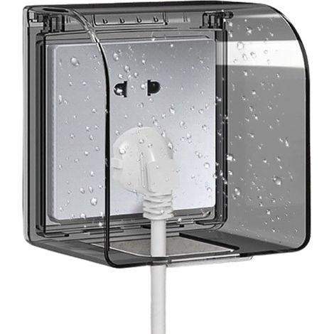 pièce - Cache-prise étanche universel modèle 86, sécurité enfant - 12,2 × 10,8 × 7,3 cm - Prise extérieure étanche compatible avec les interrupteurs (1/5)