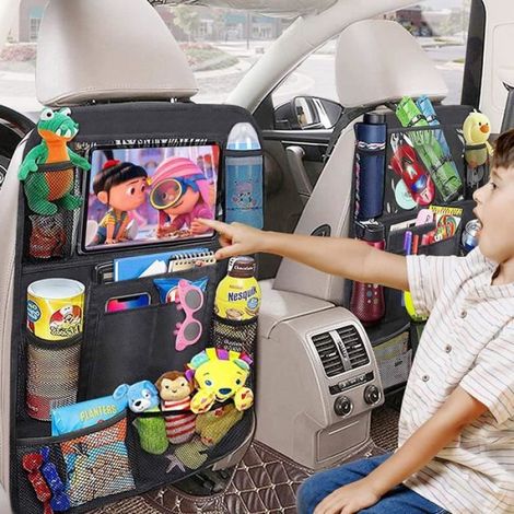 Organisateur De Voiture - Tissu Oxford 600D - 10 Poches - Support Tablette 25 4 X 20 3 Cm - Pour Enfants - 1 Pièce (1/4)