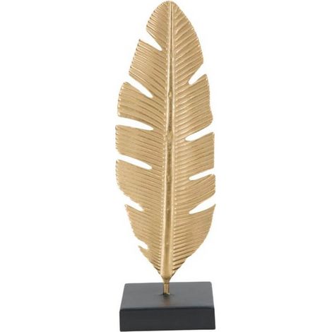 Scultura foglia con porta candela GLAM 10x10x34 cm (1/5)