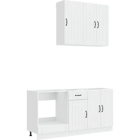 Kitchen Unit LUCCA 5 pcs High Gloss White Engineered Wood vidaXL (1/5)