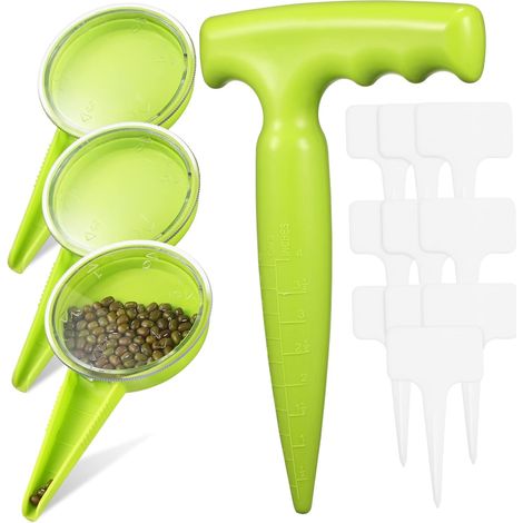Distributeur de Graines avec Plantoir Plastique Ergonomique 14 Pièces à Semer et Étiquettes Plantes, Outil de Semis Manuel pour Jardinage Facile et Précis (1/5)