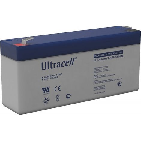 Batterie plomb étanche UL3.4-6 Ultracell 6v 3.4h (1/2)