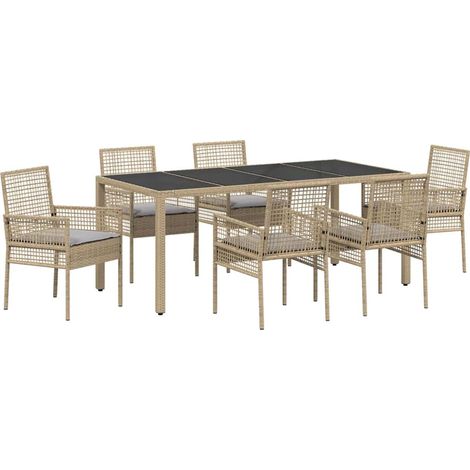 Maison Exclusive - Ensemble de salle à manger pour jardin 7 pcs Beige polyrotin (1/5)