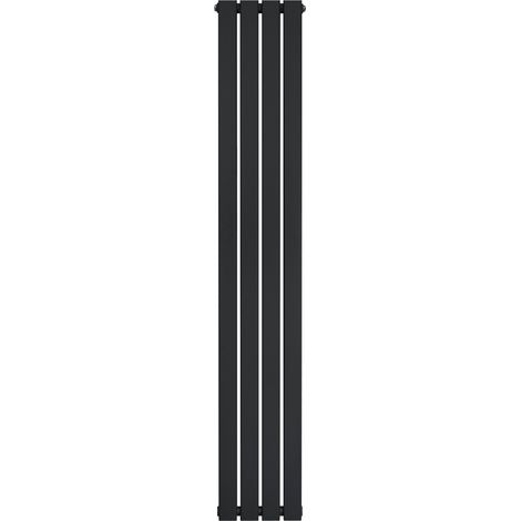 Radiateur Plat à 1 Colonne 1800 x 280 mm en Acier Carbone Noir Chauffage Centrale Moderne Verticale Monté Sur Mur Cuisine Salle de Bain [Brosse de Nettoyage & Supports INCLUSES]