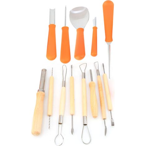 Kit 5/13 pièces Enfant DIY Halloween Citrouille Sculpture Découpe Outils Lampe Citrouille Créative pour Kid Décoration Fête (1/5)