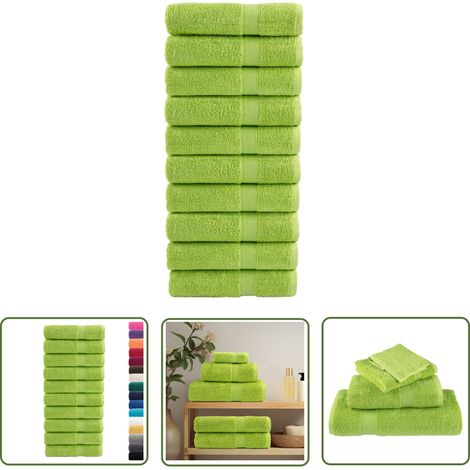 The Living Store Serviettes de bain de qualité supérieure SOLUND 10 pcs 600g/m² - Serviettes De Bain - Serviettes De Toilette - Serviettes Vertes - Serviettes En Coton - Serviettes Douces (1/5)