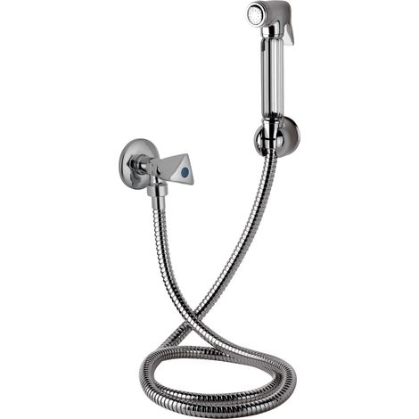 Doccetta bide con doccia a pulsante, flessibile, rubinetto e supporto lux - set relax (1/2)