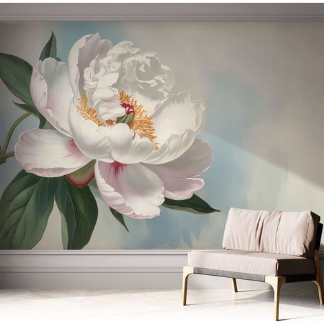 Papier peint autocollant avec imprimé décoratif pour salon et chambre à coucher Installation facile Belle pivoine 312x219 cm (1/5)