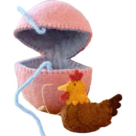 Pâques œuf décoration avec Hidden feutre animal jouet fait main Lace, allumé œuf avec animal Inside bureau décoration Pâques fête de fin d'année cadeaux,Chick (1/5)
