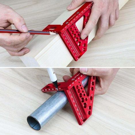 Équerre 3D Multi-Angle,Équerre de Menuiserie Aluminium,Règle Triangulaire 22.5 à 90 Degrés,Équerre Charpentier pour Travail du Bois,Rapporteur Carré 45/90 Degrés,Règle de Mesure Multi-Angle 3D (1/4)