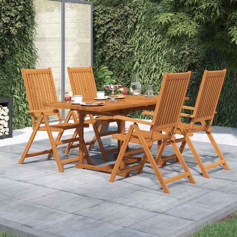 Ensemble à manger de jardin 5 pcs-Salon de jardin Bois d'acacia massif 120-170 cm 168136 (1/5)
