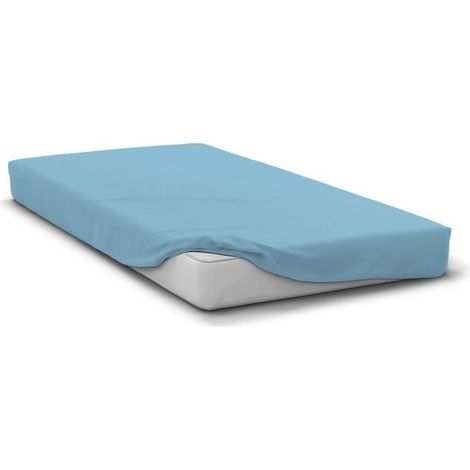 home-linge-passion Spannbettlaken Uni Himmelblau 180x200 cm (1/4)