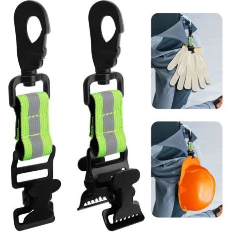 2 Pcs Porte Gants de Travail de Pompier, Porte Gants Ceinturon Tactique, Double Pince Pince Gants de Travail, Clip de Gants de Travail Avec Mousqueton, pour travailleurs Pompiers Chantiers (vert vif)