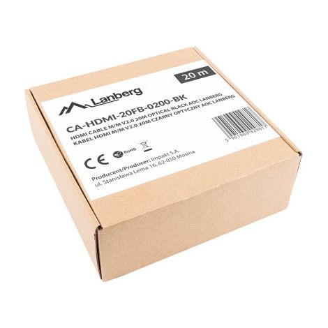 Lanberg CA-HDMI-20FB-0200-BK cable HDMI 20 m HDMI tipo A (Estándar) Negro, Plata (1/5)