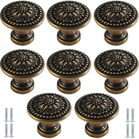 Lot de 8 boutons tiroir en bronze antique, style vintage, forme (1/5)