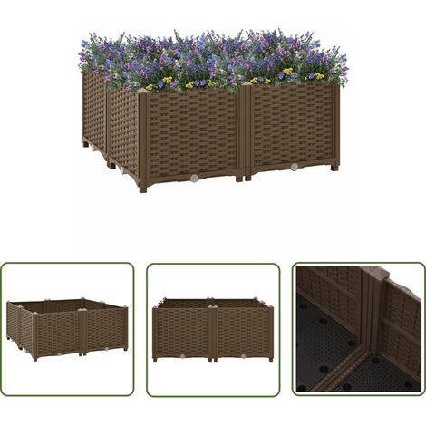 The Living Store Lit surélevé 80x80x38 cm Polypropylène - Jardinière - Bac De Culture - Jardin Extérieur - Pots De Fleurs - Décoration Extérieure (1/5)