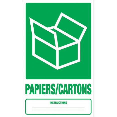 Panneau Dechets papiers / cartons - Rigide 330x200mm - 4000701