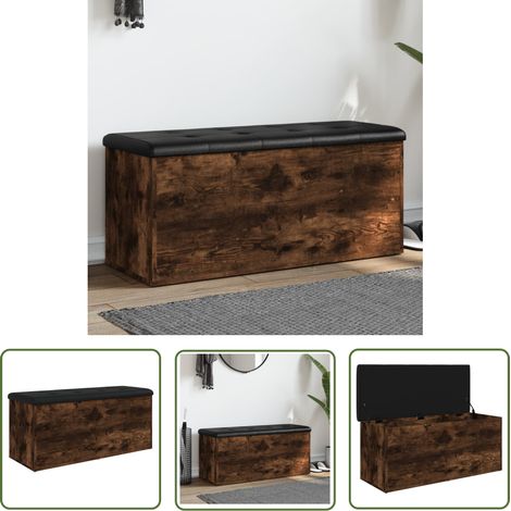 The Living Store Sitzbank mit Stauraum Räuchereiche 102x42x45 cm Holzwerkstoff - Wohnzimmer Dekoration - Stauraumbank - Garderobe - Eckschrank - Beistelltisch (1/5)