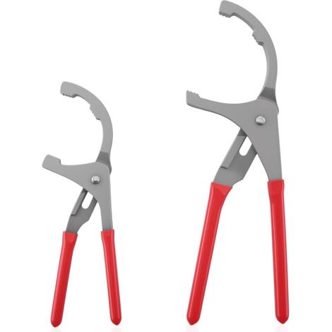 Pince à filtre à huile réglable de 9 et 12 pouces, compatible avec la plupart des filtres à huile de voitures, camions et motos - Rouge (1/5)
