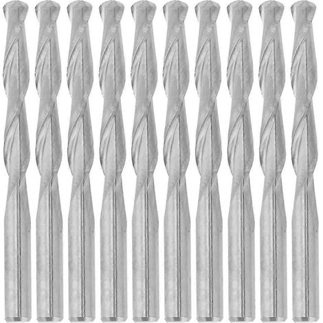 10 fraises à spirale à 2 dents pour machines de fraisage CNC à bois, fraises en tungstène, 3,175 x 22 mm