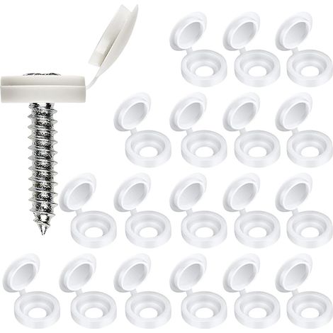 60 Pièces Cache Vis Blanc, Cache Vis À Charnière pour Les Vis Nombre 6,8, Bouchon À Vis en Plastique, Couvercles À Bouton-Pression À Vis pour Meubles, Placards, Étagères (1/5)