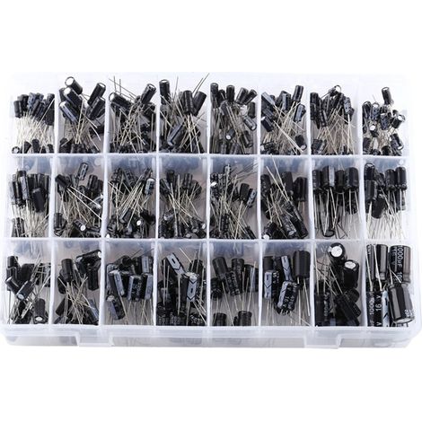 Kit de 500 condensateurs électrolytiques en aluminium, assortiment de 24 valeurs, 10 V à 50 V, de 0,1 µF à 1000 µF (1/5)
