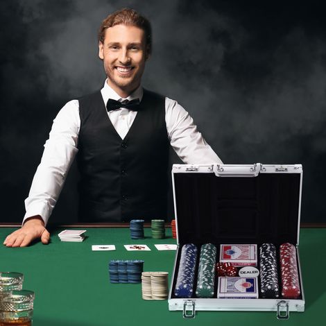 Étui Poker Professionnel 200 Jetons Casino Dés Jeux Cartes Jeton Croupier Aluminium Multicolore 29,5x20,5x6,5cm