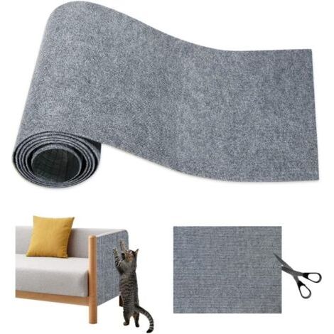 Protection Canape Chat Anti Griffe,Grattoir Chat Canapé Adhesif,Tapis Griffoir Chat Canapé,Tapis à Gratter Autocollant,Protege Canape Griffe Chat,Protecteur de Rayure de Chat-40×200cm Gris 1 (1/5)