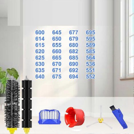 NALOOKAMIC Pièces de rechange pour robot aspirateur iRobot Roomba séries 600 (694, 675, 692, 690, 676, 695) et 500 (595, 585, 564) : brosse latérale (1/4)