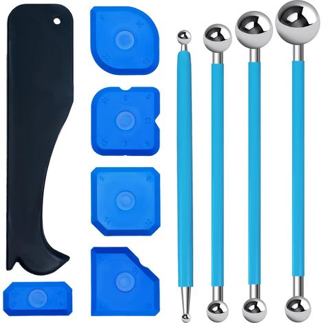 Ensemble de 10 grattoirs à calfeutrage en silicone, redresseur de joints, outils de calfeutrage pour salle de bain et cuisine