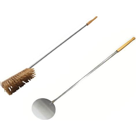 KIT SET PALA TONDA 18 SPAZZOLA PICCOLA PIZZA PIZZE FORNO A LEGNA 2 PEZZI PZ PALE