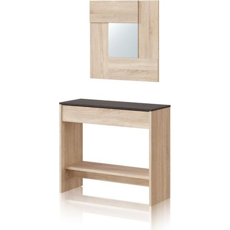 Mueble de recibidor consola con 1 cajón y espejo 92 cm Ona Roble Canadian - Óxido (ancho) x 79cm (alto)