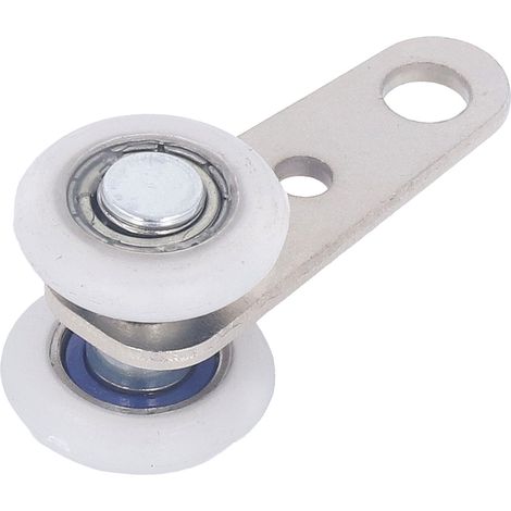 Lot de 10 poulies en acier inoxydable avec roulements en nylon et 2 roues en nylon, diamètre 19 mm, longueur 44 mm, pour porte coulissante (1/5)