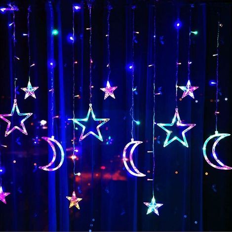 Rideau lumineux LED pour fenêtre - Guirlande lumineuse - éclairage de Noël - Guirlande lumineuse LED - Rideau étoilé - Guirlande lumineuse LED
