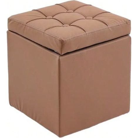 Pouf, Cube, Repose-Pieds – Dimensions: 30 x 30 x 35 cm (Marron foncé) (1/2)