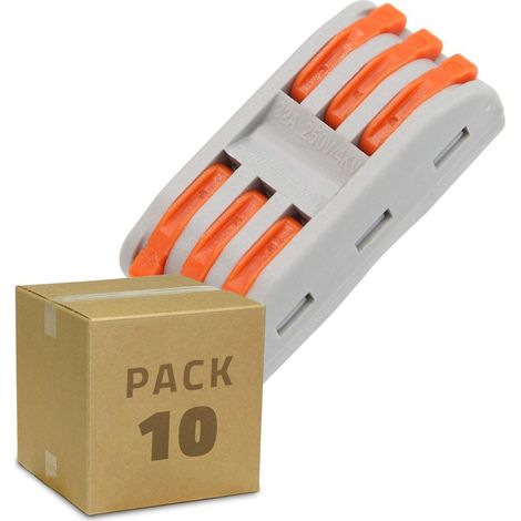 Pack 10 Connecteurs Rapides 3 Entrées et 3 Sorties SPL-3 pour Câble Électrique de 0.08-4mm²  Gris (1/2)