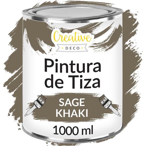 Creative Deco Pintura a la Tiza Caqui 1L Mate y Lavable para Muebles de Madera