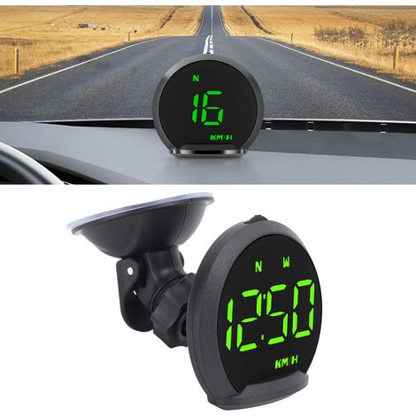 (Vidéo disponible) Compteur de vitesse GPS LED, affichage tête haute universel pour voiture avec vitesse/direction/distance parcourue/alarme de survitesse/affichage haute définition (G13) (1/5)