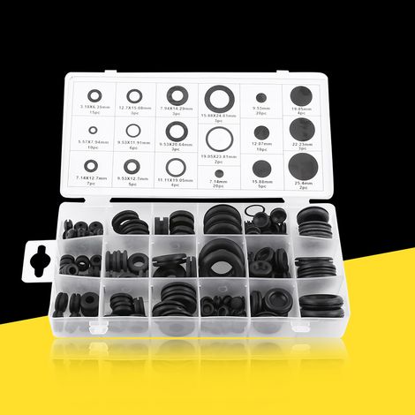 Kit de 125 pièces, bouchons en caoutchouc pour passages de câbles, assortiment de 18 tailles, joints d'étanchéité pour installations électriques (1/5)