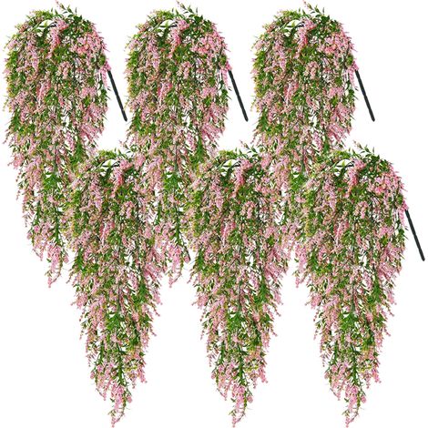 Lot de 6 fausses fleurs lavande à suspendre au mur, vignes de fleurs de artificielles artificielles, roses (1/5)