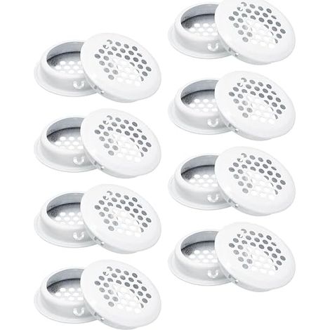 16 Pcs White Round Air Vent Grille 35mm Stainless Steel Ventilation Grille Round Ventilation Grille Hole for Cabinet Cupboard (1/5)