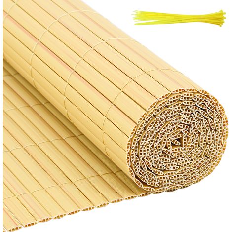 Randaco PVC Sichtschutzmatte Balkon & Zaun – Wetterfester Sichtschutzzaun für Zaun, Windschutz, Zuschneidbar Bambus 140x900cm
