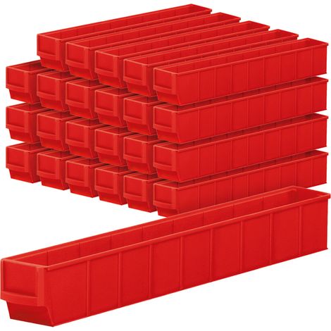 BRB Lot de 24 étagères professionnelles en polypropylène Rouge Qualité industrielle 500 x 91 x 81 mm (1/2)