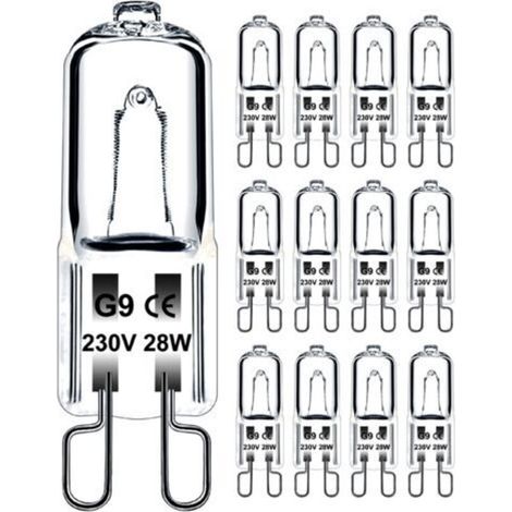 Ampoule G9 28W 230V Dimmable Blanc Chaud, Ampoule Halogène G9 Tolérance de 300°C, Ampoule Four G9 Pour Four Micro-ondes Cuisinière Plafonniers, Lot de 12 [Classe énergétique G]