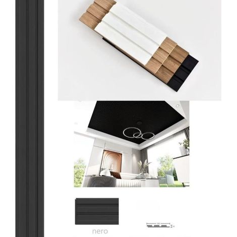 TrAdE Shop Traesio - Pannello Decorativo 3d Da Parete Nero 12x122x290 Cm Effetto Doghe In Ps Moderno - (1/4)