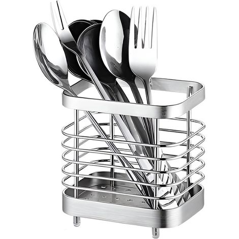 Porte-baguettes mural en acier inoxydable, cage à baguettes, porte-baguettes renforcé, boîte de rangement pour baguettes, accessoires de cuisine, égouttoir à vaisselle. (1/5)