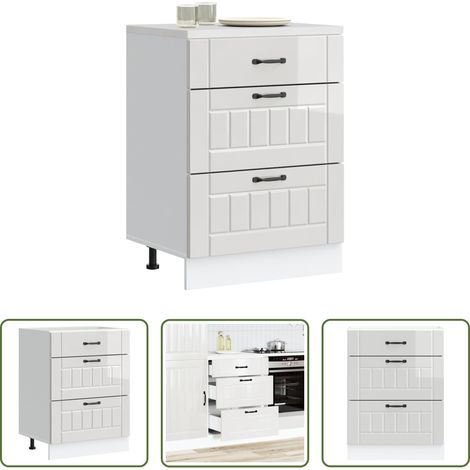 Holzwerkstoff - Küchenunterschrank „Lucca“ Hochglanz-Weiß Holzwerkstoff (1/5)